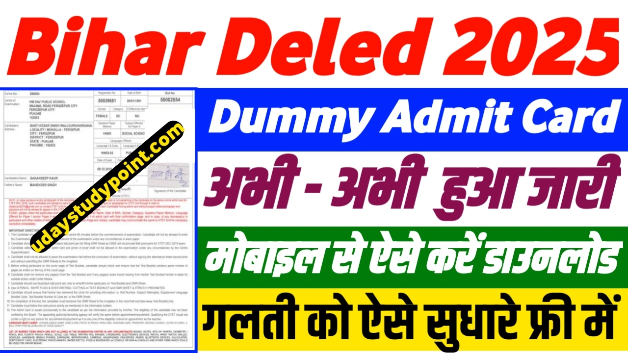 Bihar Deled Dummy Admit Card 2025