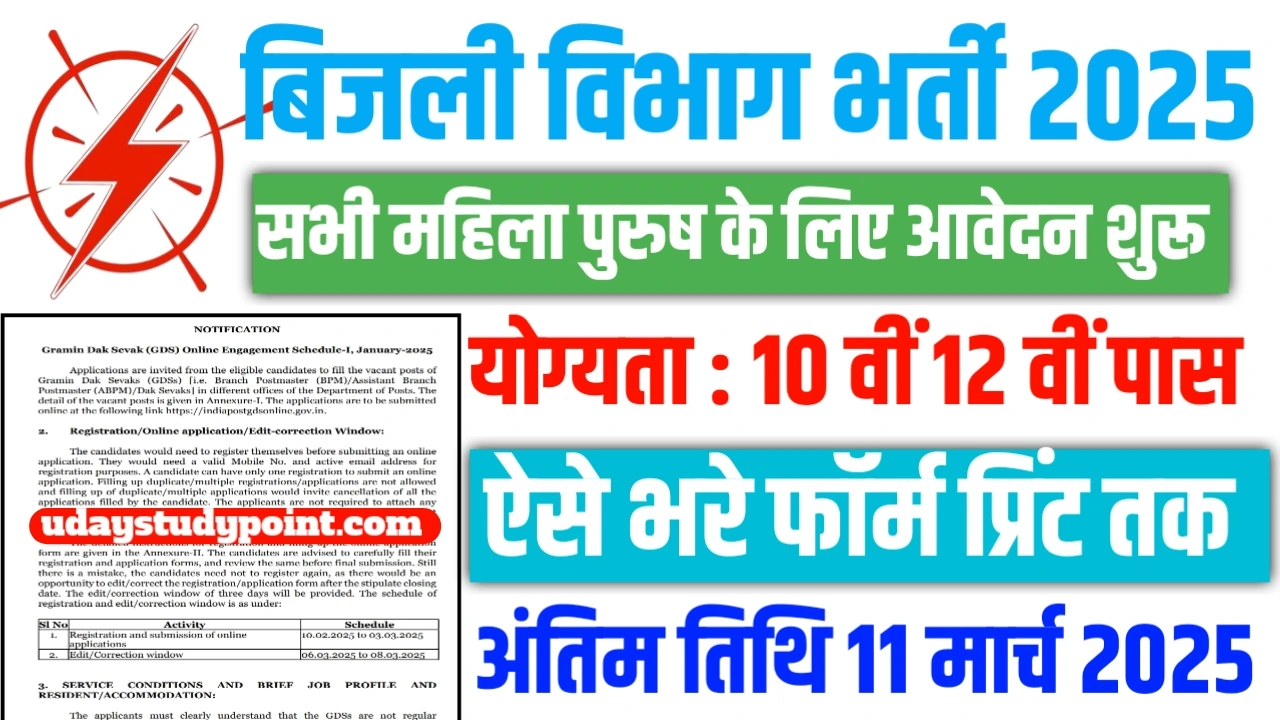 Bijli Vibhag Recuirment 2025