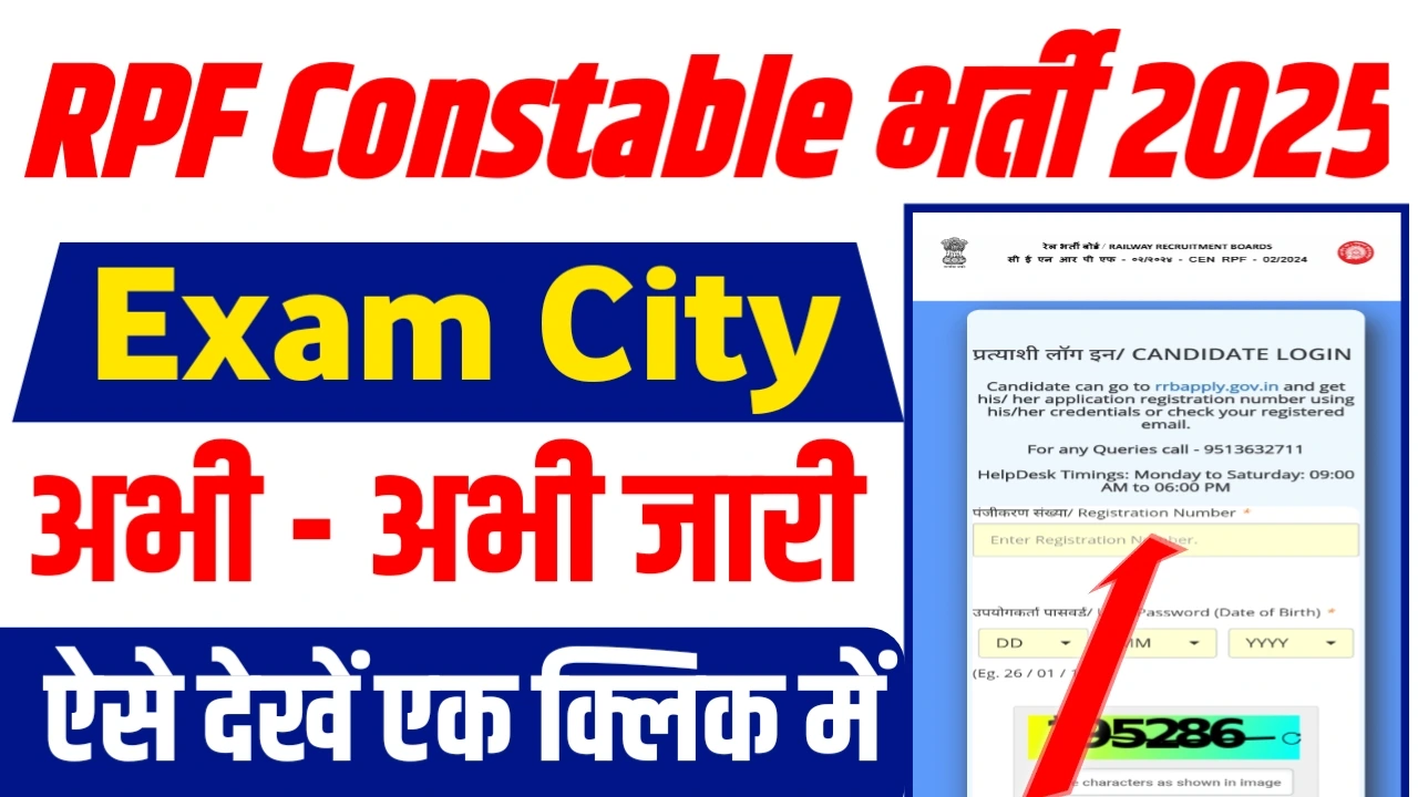 RPF Constable Exam City 2025