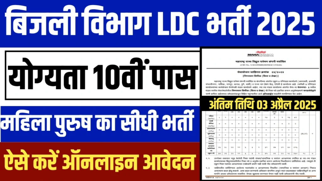 Bijli Vibhag LDC Vacancy 2025